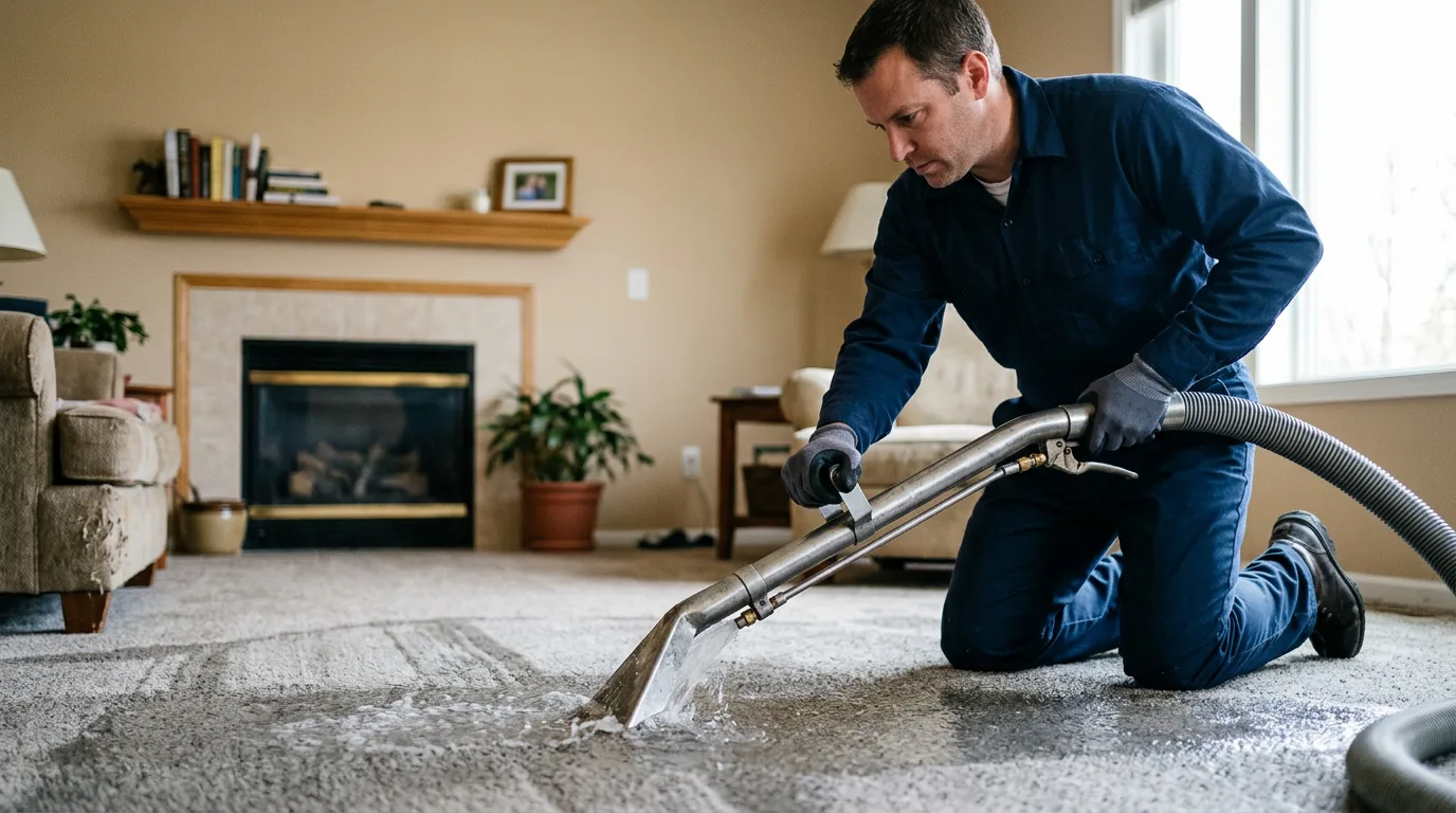 Water damage restoration technician working near Creola, OH